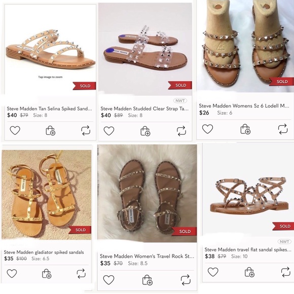 Steve Madden Sandals Flats Lodell Silver Sz 7 Spikes Like New worn once - Picture 9 of 9